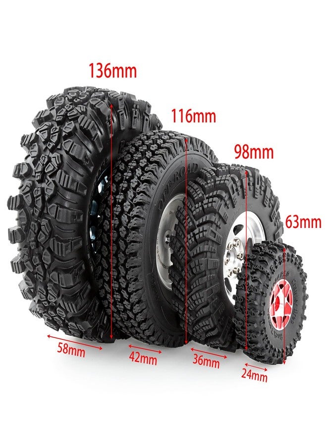 Chanjorlin 2.2 RC Crawler Tires OD 5.35'' 1:10 Soft Rubber All Terrain Tyres for 1/10 1/8 Rock Mud Crawler Car Traxxas TRX4 Axial SCX10 II RC4WD D90 TF2 Tamiya CC01 Gen8 2.2 inch Beadlock Wheels Rims - Image 5